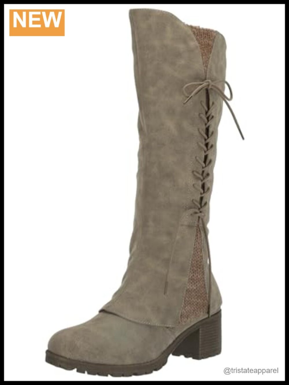 Women's Tall Shaft Leather Block Heel Bootie Zip Closure